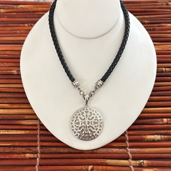 Premier Designs Jewelry - Premier Designs Silver Tree Pendant on Black Cord Necklace 15.5”-20.5”